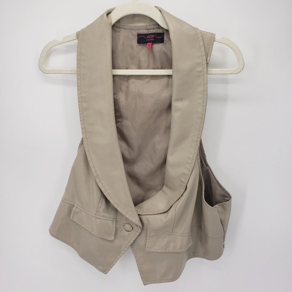 Neu | Faux Leather Vest | Gray/Tan